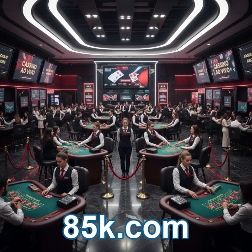 App 85k.com com regras e suporte em glassmorphism